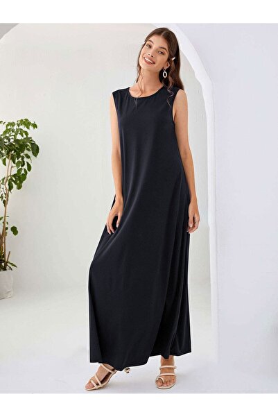 Know Φόρεμα με φόδρα από 100% βαμβακερό αμάνικο μπλε Navy