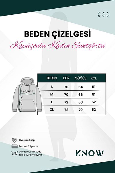 Know Beigefarbenes Oversize-Sweatshirt mit Kapuze für Damen – 3 Fäden