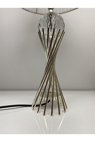 asellus Misbah Twist Lampshade Table Lamp with Cut Crystal Glass Silver Color Coating, lampshade