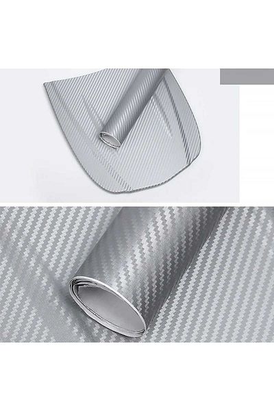 ESEMİZ 3D Gray Silver Serrated - Durable Carbon Foil with Air Duct (152cm X 2 Meters)