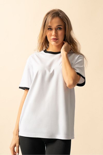 Know Dámské bílé oversize tričko z česané bavlny se zámkem