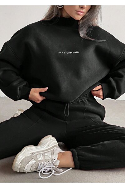 Know Дамски анцуг с 3 нишки Black Storm Бебешки щампован горнище и долнище