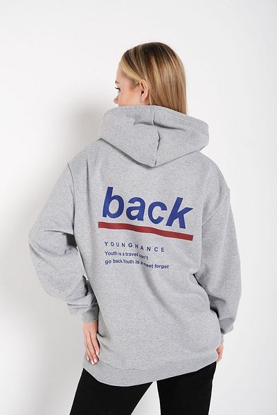 Know Γυναικείο φούτερ σε γκρι πλάτη με στάμπα oversize