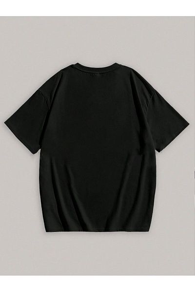Know Tricou oversize negru cu imprimeu OK pentru damă