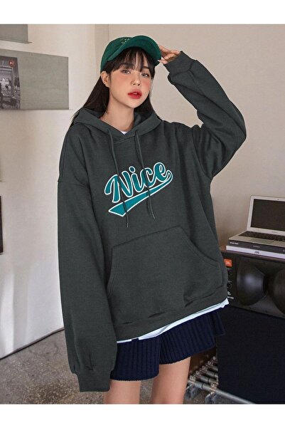 Know Women's 3 Thread Smoked Oversize Nice Printed Sweatshirt
