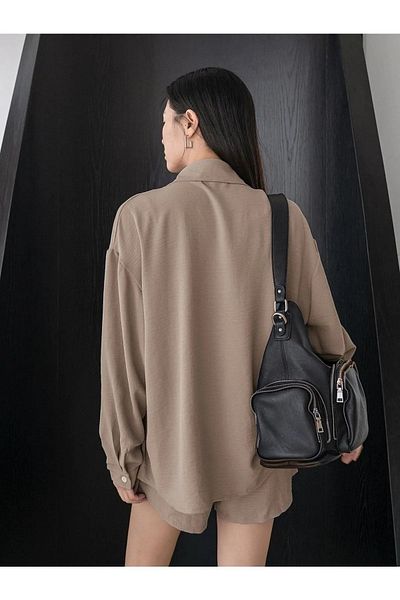 Know Damen-Anzug in Nerzbeige mit Aerobin-Unterteil, Hemd und Shorts, Übergröße