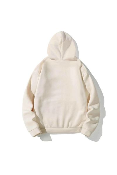 Know 3 Thread Unisex Béžová mikina s kapucí s nejšťastnějším potiskem