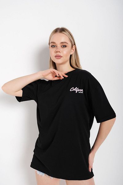 Know Tricou negru oversize cu imprimeu California pentru femei