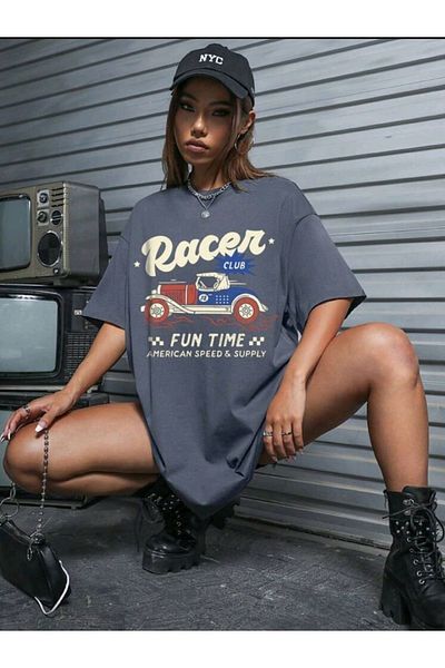 Know Γυναικείο Smoked Racer Oversize T-Shirt με λαιμόκοψη