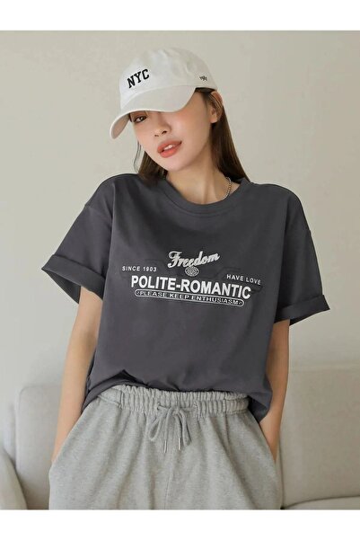 Know Γυναικείο Smoked Polite-romantic printed oversize μπλουζάκι