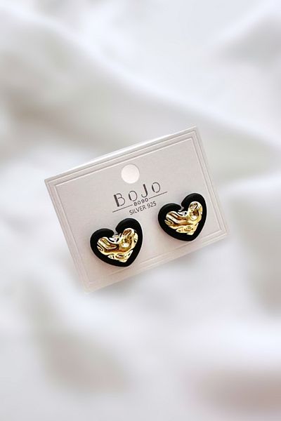 PETEK AKSESUAR Bojo 1.5 cm Width Minimal Heart Earrings