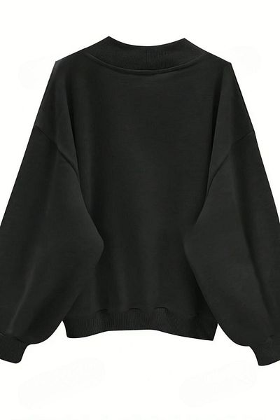 Know Dámská oversize mikina se 3 vlákny v černé barvě Comfort v Paříži s výstřihem do V