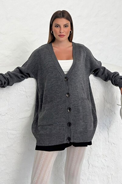 Know Smoke Colored Women's Cardigan - Long Sleeve and Pocket