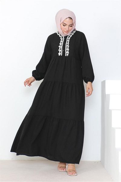 Bestenur Besticktes Ayrobin-Fledermausflügelkleid 1056