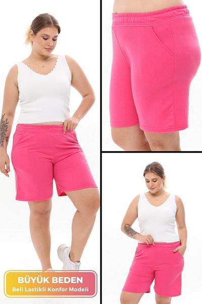 tarzımsüper Plus Size New Season Elastic Waist Comfort Model Two Thread Combed Cotton Fabric Pocket Sports and Casual Shorts