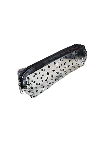 ÇEÇEN HOME Μαύρη πουά διάφανη θήκη για στυλό