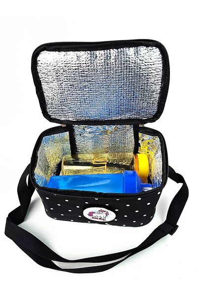 Woys Bags Cutie de prânz pentru grădiniță și școală primară cu buline negre