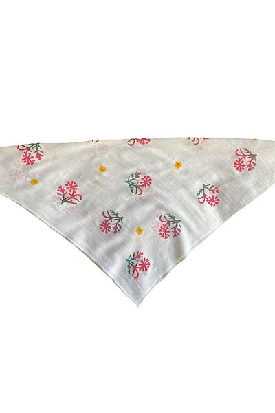 leillART White Floral Patterned Cotton Women's Hair Bandana