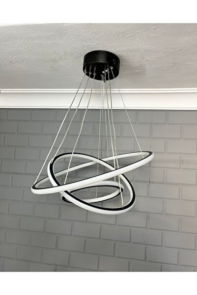 NİVO Ea2003 Çift Taraflı Orbis Modern Sarkıt Led Avize, Siyah Gövde, 3 Renkli Işık