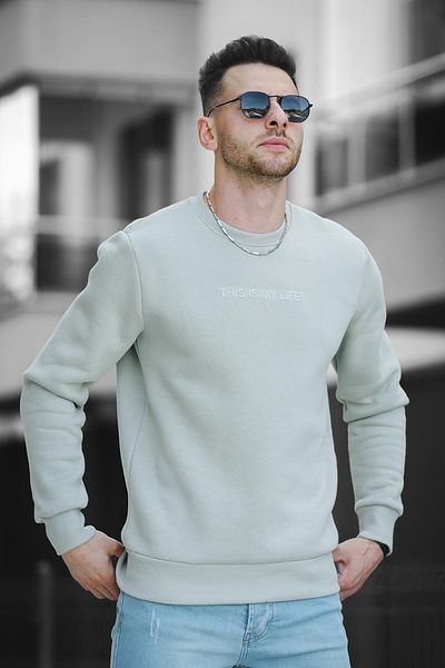 Oksit Trc 2737 Three Thread Raised Embossed Printed Crew Neck Men's Sweatshirt