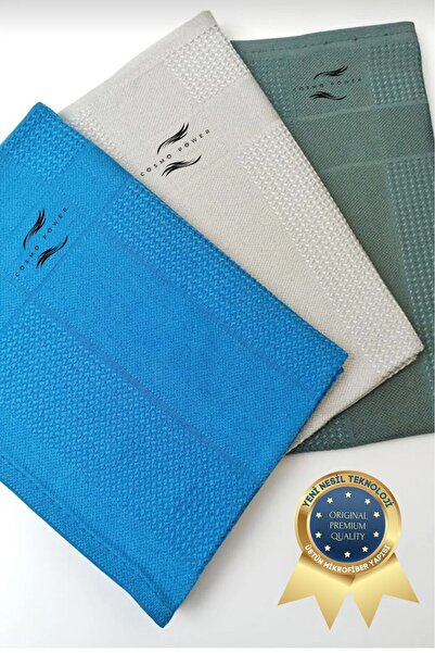 cosmopower Mikrofiber 3 adet 43x69 cm Sihirli Temizlik Bezi Cam Ayna Mutfak Bezi