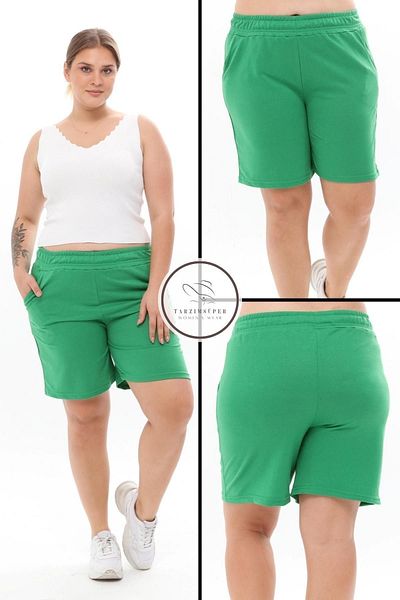 tarzımsüper Plus Size New Season Elastic Waist Comfort Model Two Thread Combed Cotton Fabric Pocket Sports and Casual Shorts