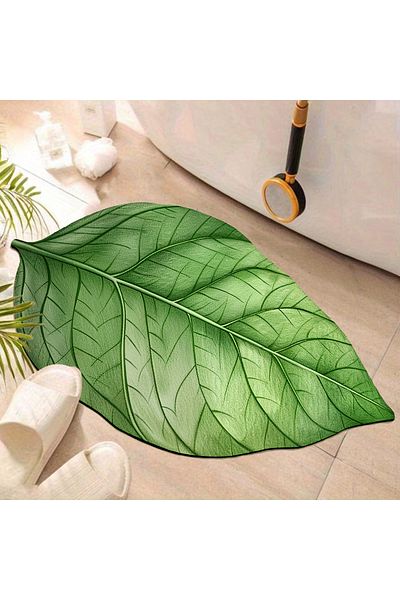 Else Dekor Covoraș de baie Else Green Leaf care absoarbe apă - Covor de toaletă dintr-o singură bucată