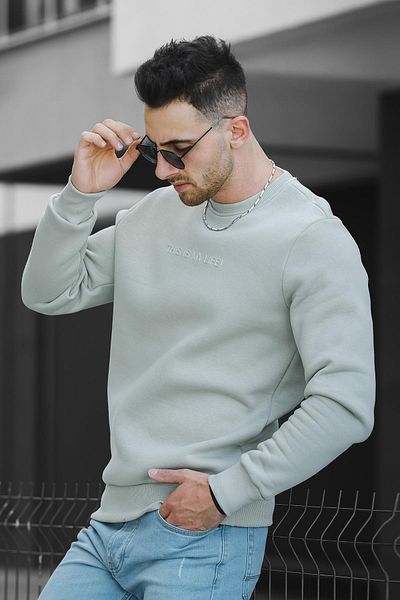Oksit Trc 2737 Three Thread Raised Embossed Printed Crew Neck Men's Sweatshirt