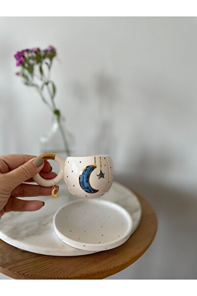 Mugtasarım 24K Gold Gilded Ramadan Moon Star Double Turkish Coffee Cup