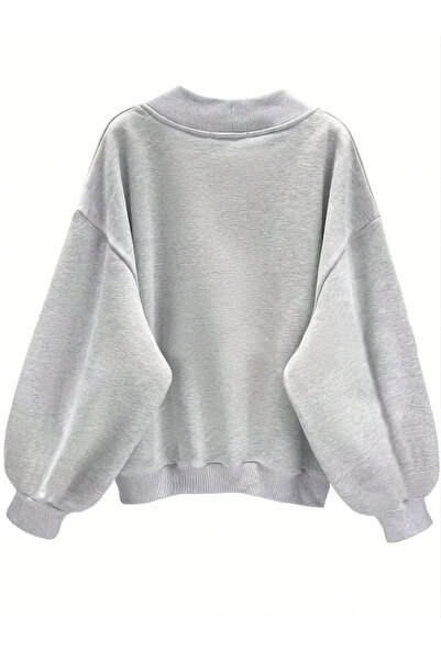 FUWEAR Oversize V Yaka Dodgers Baskılı 3 iplik Sweatshirt