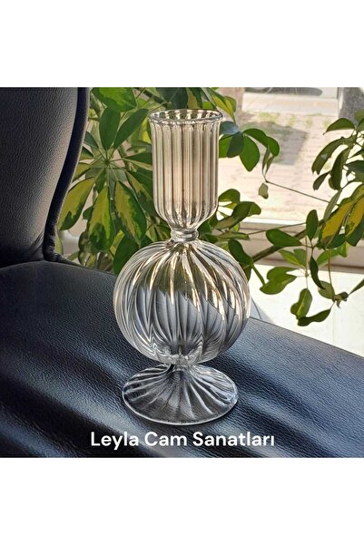 LEYLA CAM SANATLARI CAM ÜFLEME MUMLUK ÇİZGİLİ CAM TEK BALONLU