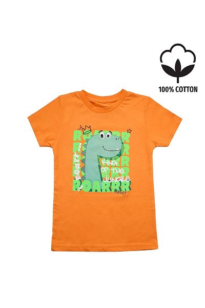 Alme Cute Dinosaur Printed Baby Boy T-shirt Orange