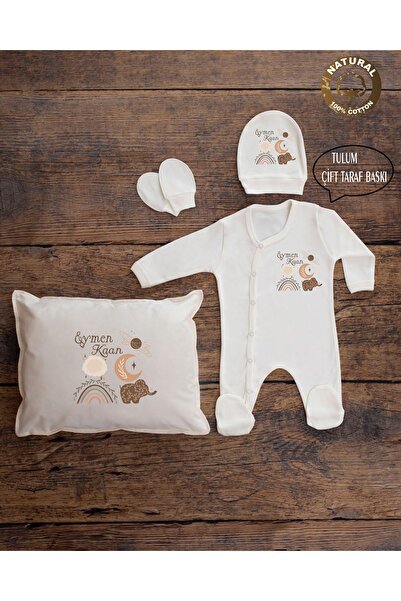 yzc home size dair... E132 TY Ekru renk İsme Özel İsimli Baskılı Bebek Yastık...