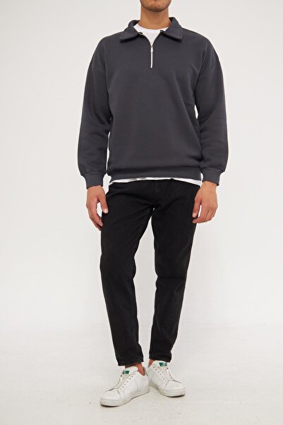 GHASSY CO. Ghassy Co. Men's Polo Collar Oversize Half Zipper Sweatshirt