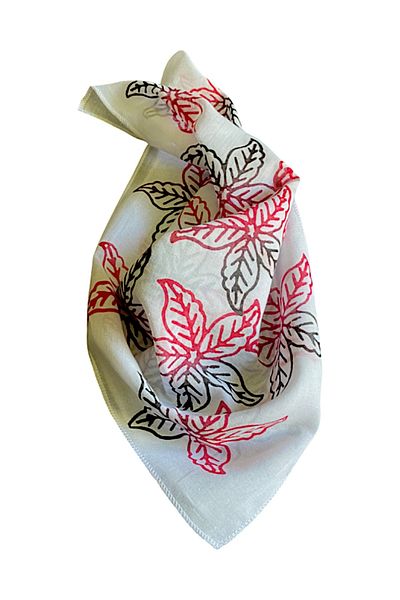 leillART White Floral Patterned Cotton Women's Hair Bandana