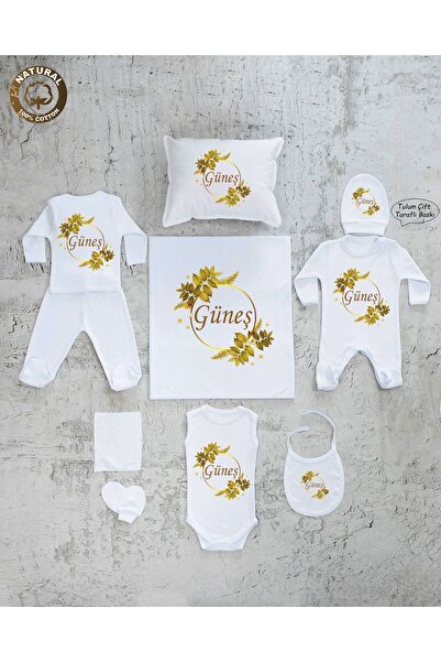 yzc home size dair... K0103 Isme Özel Isimli, Kız Bebek 10lu Beyaz Hastane Çıkışı %100 Pamuk