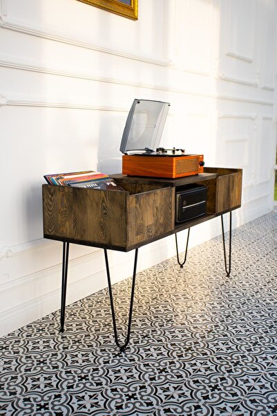 Zecir Ahşap Plak çalar İstasyonu, Pikap Sehpası, Nostaljik Plak çalar Standı