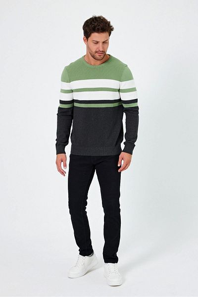 ALEXANDERGARDI Striped Crew Neck Regular Fit Sweater - E24-Eze-21
