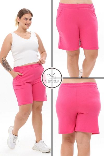 tarzımsüper Plus Size New Season Elastic Waist Comfort Model Two Thread Combed Cotton Fabric Pocket Sports and Casual Shorts