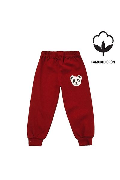 Canix Panda Embroidered Unisex Baby Bottom Claret Red