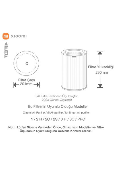 FAF FİLTER / Xiaomi Mi Air Purifier Aktif Karbonlu Gri Hepa Filtre 2h / 3h / 3c / 3h
