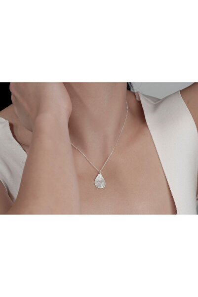 DECOVIENO KİŞİYE ÖZEL PARMAK İZİ KOLYE, SU DAMLASI 925 AYAR GÜMÜŞ KOLYE, GÜMÜŞ, ROSE GOLD, ALTIN KAPLAMA KOLYE