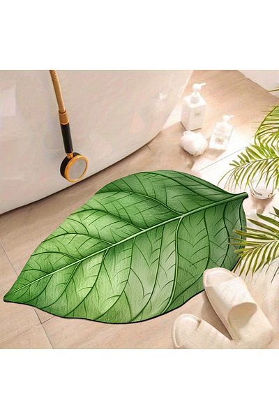 Else Dekor Covoraș de baie Else Green Leaf care absoarbe apă - Covor de toaletă dintr-o singură bucată