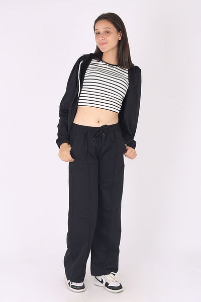 cm buseyiz Set de trening cu glugă pentru fete - Set de tricou din 3 piese și pantaloni tubular pentru fete