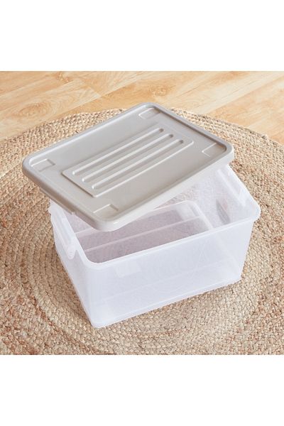 Home Box صندوق تخزين شفاف متعدد الأغراض من جوانا مع عجلة سعة 32 لتر