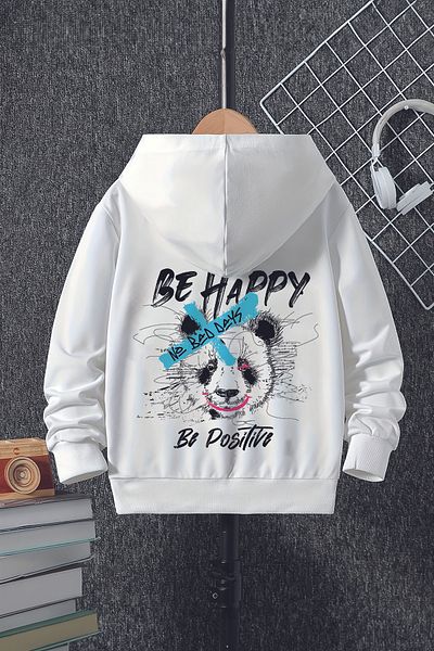 MYADA Be Happy Panda Modeled Trend Premium Hanorac supradimensionat cu glugă pentru copii 22524