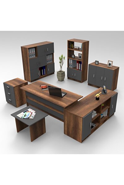 Robin Home Ofis Masa Makam Takımı Ofis Masası + Keson + Kitaplık + Dolap + Se...