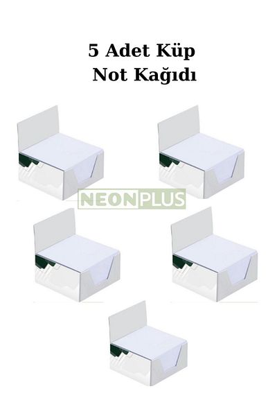 NEON PLUS White Note Paper 5 Pieces - Cube Block 8x8 Cm
