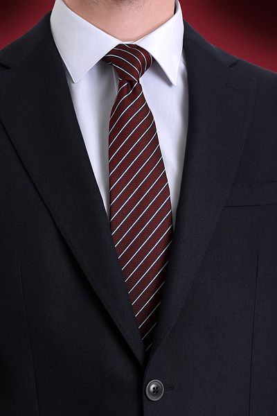 Hatemoğlu Burgundy Striped Tie