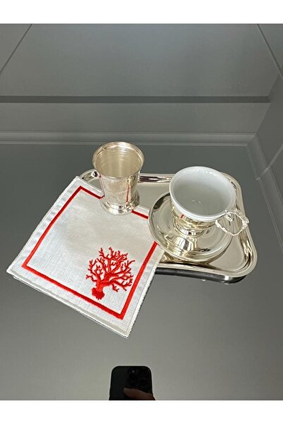 LİNDA MİA CORAL PATTERNED COCKTAIL NAPKIN PACK OF 6